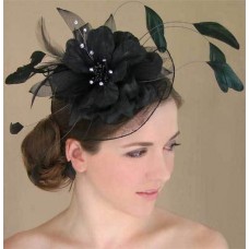 Black Feather Rhinestone Kentucky Derby Hat Hair Clip Accessory Bridal Headpiece  eb-67417282
